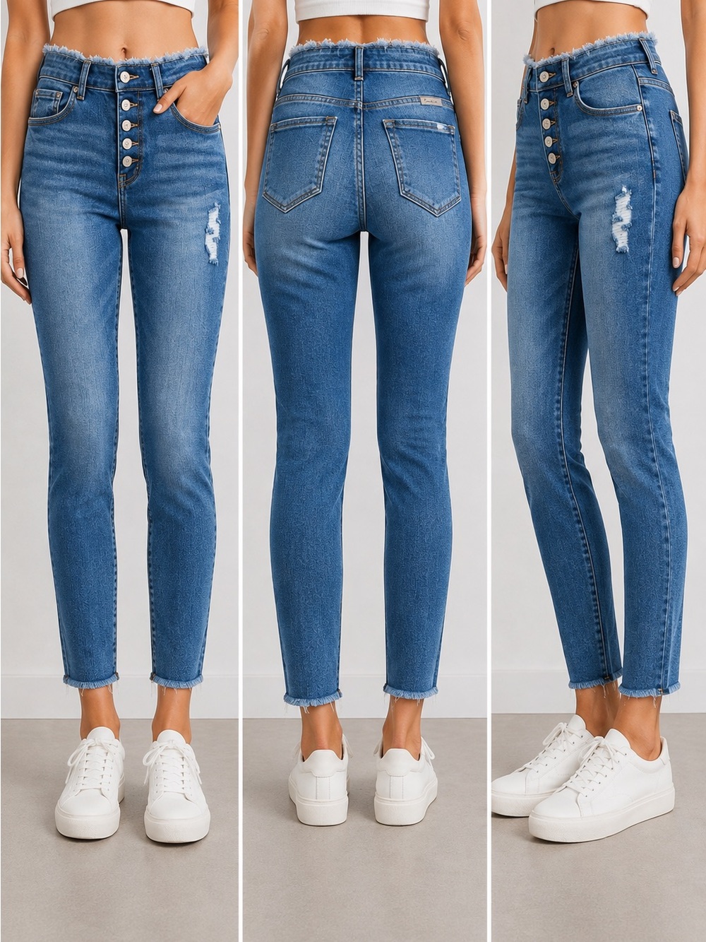 303. KanCan Medium Blue High-Rise Button-Fly Skinny Jeans
